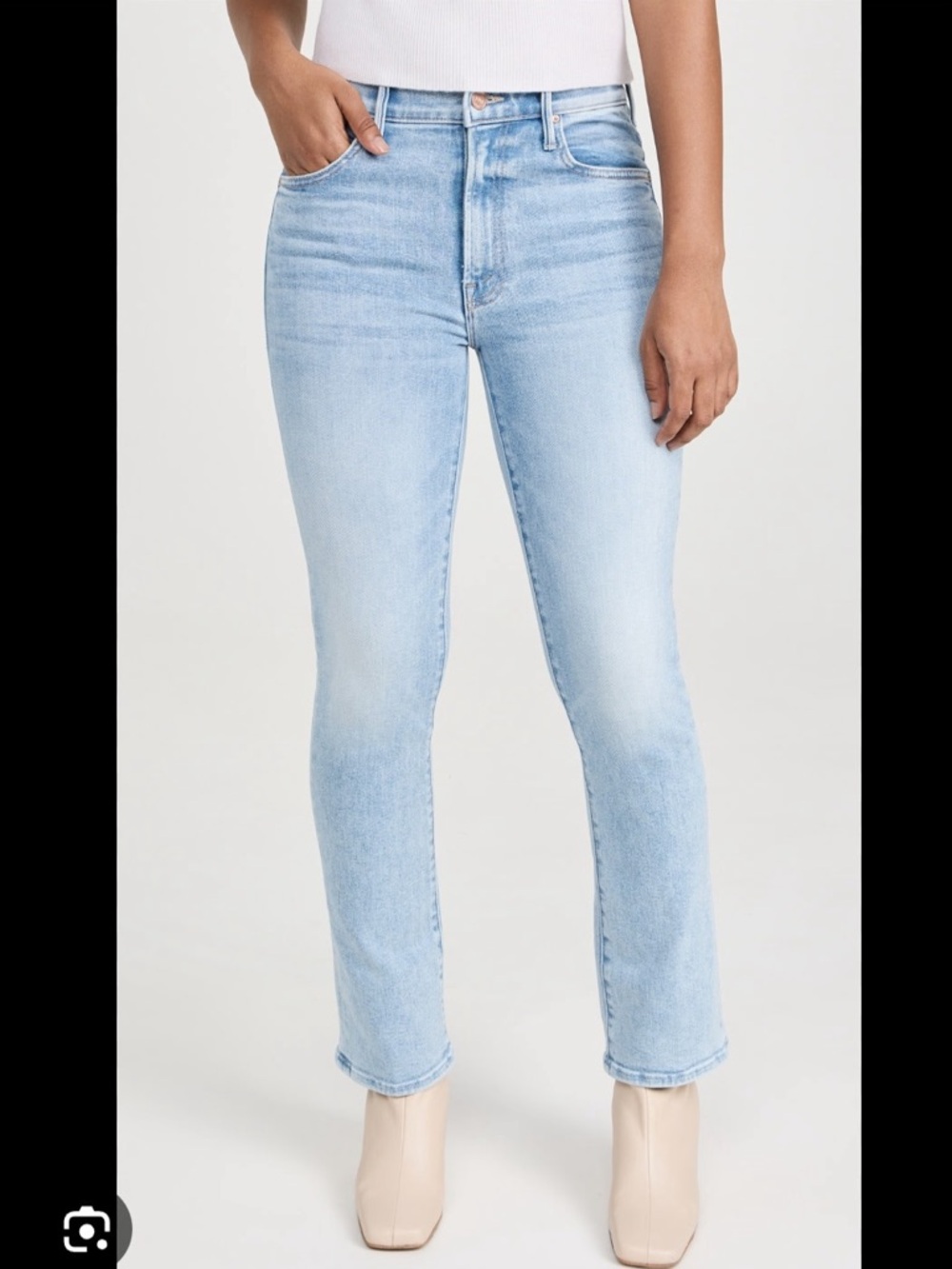 MOTHER The Insider crop Step Fray light blue straight Jeans